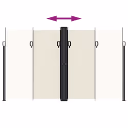 vidaXL Retractable Side Awning Outdoor Privacy Screen Balcony Sunshade Shelter - cream, 200 x 600 cm - Additional view 4