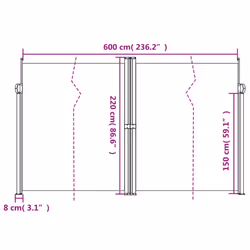 vidaXL Retractable Side Awning Outdoor Privacy Screen Balcony Sunshade Shelter - red, 220 x 600 cm - Additional view 3