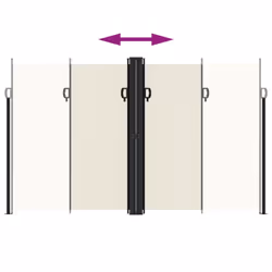 vidaXL Retractable Side Awning Outdoor Privacy Screen Balcony Sunshade Shelter - cream, 200 x 1000 cm - Additional view 4