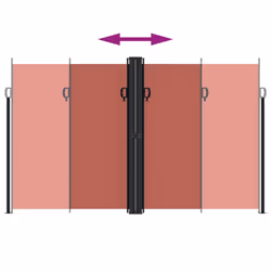 vidaXL Retractable Side Awning Outdoor Privacy Screen Balcony Sunshade Shelter - terracotta, 200 x 1000 cm - Additional view 4