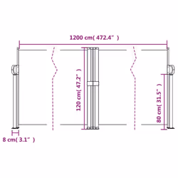 vidaXL Retractable Side Awning Outdoor Privacy Screen Balcony Sunshade Shelter - white, 120 x 1200 cm - Additional view 3
