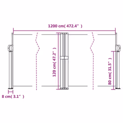 vidaXL Retractable Side Awning Outdoor Privacy Screen Balcony Sunshade Shelter - taupe, 120 x 1200 cm - Additional view 3