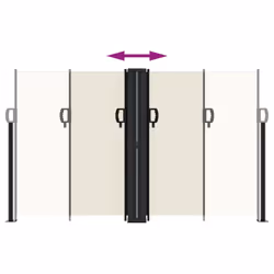 vidaXL Retractable Side Awning Outdoor Privacy Screen Balcony Sunshade Shelter - cream, 140 x 1200 cm - Additional view 4