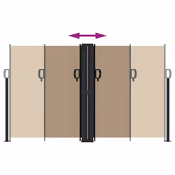 vidaXL Retractable Side Awning Outdoor Privacy Screen Balcony Sunshade Shelter - taupe, 140 x 1200 cm - Additional view 4