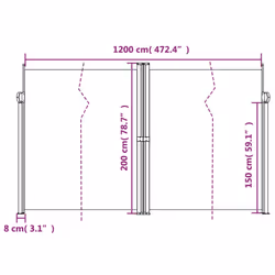 vidaXL Retractable Side Awning Outdoor Privacy Screen Shade Red 200x1200 cm