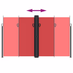 vidaXL Retractable Side Awning Outdoor Privacy Screen Shade Red 200x1200 cm - Additional view 4