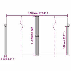 vidaXL Retractable Side Awning Outdoor Privacy Screen Shade Red 220x1200 cm