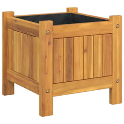 vidaXL Garden Planter with Liner Outdoor Flower Pot Box Solid Wood Acacia - 31 x 31 x 30 cm