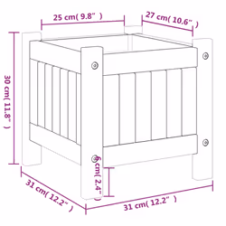 vidaXL Garden Planter with Liner Outdoor Flower Pot Box Solid Wood Acacia - 31 x 31 x 30 cm - Additional view 3