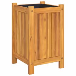 vidaXL Garden Planter with Liner Outdoor Flower Pot Box Solid Wood Acacia - 31 x 31 x 50 cm