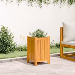 vidaXL Garden Planter with Liner Outdoor Flower Pot Box Solid Wood Acacia - 31 x 31 x 50 cm