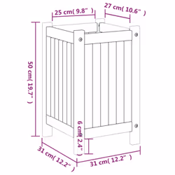 vidaXL Garden Planter with Liner Outdoor Flower Pot Box Solid Wood Acacia - 31 x 31 x 50 cm