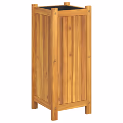 vidaXL Garden Planter with Liner Outdoor Flower Pot Box Solid Wood Acacia - 31 x 31 x 75 cm