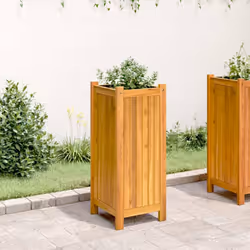 vidaXL Garden Planter with Liner Outdoor Flower Pot Box Solid Wood Acacia - 31 x 31 x 75 cm