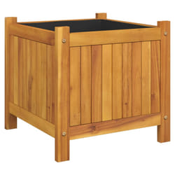 vidaXL Garden Planter with Liner Outdoor Flower Pot Box Solid Wood Acacia - 42 x 42 x 40 cm