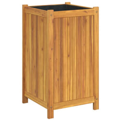 vidaXL Garden Planter with Liner Outdoor Flower Pot Box Solid Wood Acacia - 42 x 42 x 75 cm