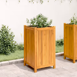 vidaXL Garden Planter with Liner Outdoor Flower Pot Box Solid Wood Acacia - 42 x 42 x 75 cm