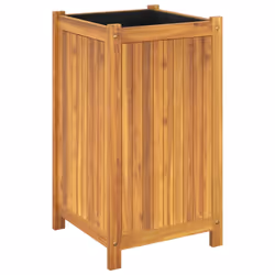 vidaXL Garden Planter with Liner Outdoor Flower Pot Box Solid Wood Acacia - 42 x 42 x 75 cm - Additional view 6