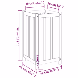 vidaXL Garden Planter with Liner Outdoor Flower Pot Box Solid Wood Acacia - 42 x 42 x 75 cm - Additional view 8
