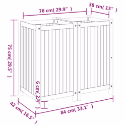 vidaXL Garden Planter with Liner Outdoor Flower Pot Box Solid Wood Acacia - 80 x 42 x 75 cm