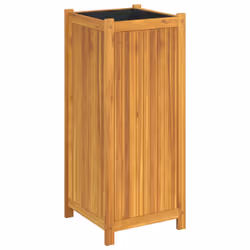 vidaXL Garden Planter with Liner Outdoor Flower Pot Box Solid Wood Acacia - 42 x 42 x 100 cm