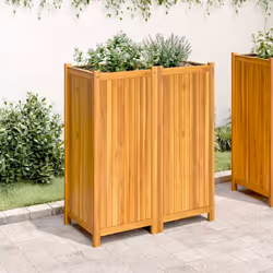 vidaXL Garden Planter with Liner Outdoor Flower Pot Box Solid Wood Acacia - 80 x 42 x 100 cm