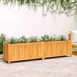vidaXL Garden Planter with Liner Outdoor Flower Pot Box Solid Wood Acacia - 199 x 38,5 x 50 cm - Additional view 2