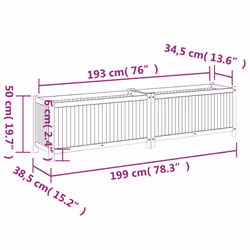 vidaXL Garden Planter with Liner Outdoor Flower Pot Box Solid Wood Acacia - 199 x 38,5 x 50 cm - Additional view 3
