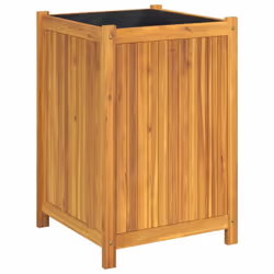 vidaXL Garden Planter with Liner Outdoor Flower Pot Box Solid Wood Acacia - 50 x 50 x 75 cm
