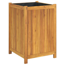 vidaXL Garden Planter with Liner Outdoor Flower Pot Box Solid Wood Acacia - 50 x 50 x 75 cm