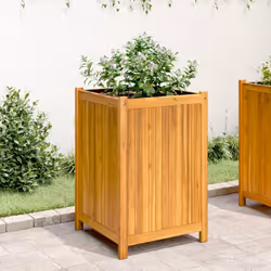 vidaXL Garden Planter with Liner Outdoor Flower Pot Box Solid Wood Acacia - 50 x 50 x 75 cm