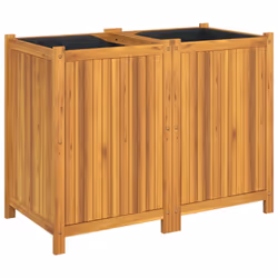 vidaXL Garden Planter with Liner Outdoor Flower Pot Box Solid Wood Acacia - 100 x 50 x 75 cm