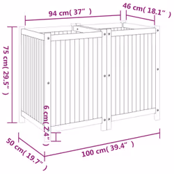 vidaXL Garden Planter with Liner Outdoor Flower Pot Box Solid Wood Acacia - 100 x 50 x 75 cm - Additional view 8