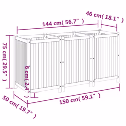 vidaXL Garden Planter with Liner Outdoor Flower Pot Box Solid Wood Acacia - 150 x 50 x 75 cm