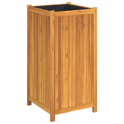 vidaXL Garden Planter with Liner Outdoor Flower Pot Box Solid Wood Acacia - 50 x 50 x 100 cm