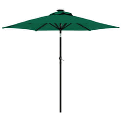 vidaXL Garden Parasol with LEDs and Steel Pole Sun Shade Outdoor Umbrella - green