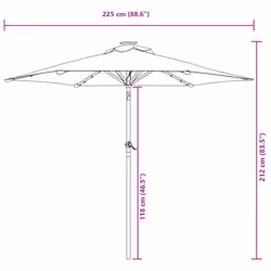 vidaXL Garden Parasol with LEDs and Steel Pole Sun Shade Outdoor Umbrella - green