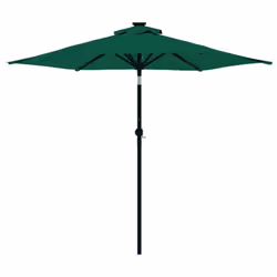 vidaXL Garden Parasol with LEDs and Steel Pole Sun Shade Outdoor Umbrella - green - Additional view 4