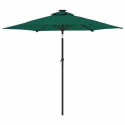 vidaXL Garden Parasol with LEDs and Steel Pole Sun Shade Outdoor Umbrella - green - Additional view 5