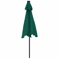 vidaXL Garden Parasol with LEDs and Steel Pole Sun Shade Outdoor Umbrella - green - Additional view 6