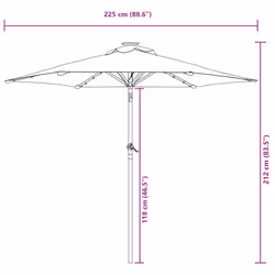 vidaXL Garden Parasol with LEDs and Steel Pole Sun Shade Outdoor Umbrella - taupe