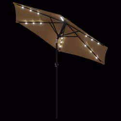 vidaXL Garden Parasol with LEDs and Steel Pole Sun Shade Outdoor Umbrella - taupe - Additional view 7
