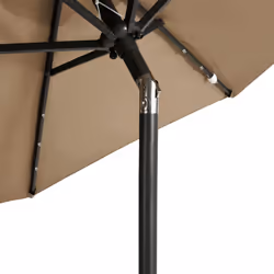 vidaXL Garden Parasol with LEDs and Steel Pole Sun Shade Outdoor Umbrella - taupe - Additional view 8