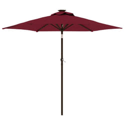 vidaXL Garden Parasol with LEDs and Steel Pole Sun Shade Outdoor Umbrella - bordeaux red