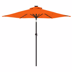 vidaXL Garden Parasol with LEDs and Steel Pole Sun Shade Outdoor Umbrella - terracotta - Additional view 4