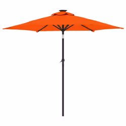 vidaXL Garden Parasol with LEDs and Steel Pole Sun Shade Outdoor Umbrella - terracotta - Additional view 5