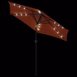 vidaXL Garden Parasol with LEDs and Steel Pole Sun Shade Outdoor Umbrella - terracotta - Additional view 7