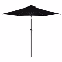 vidaXL Garden Parasol with LEDs and Steel Pole Sun Shade Outdoor Umbrella - black - Additional view 4