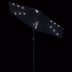 vidaXL Garden Parasol with LEDs and Steel Pole Sun Shade Outdoor Umbrella - black - Additional view 7