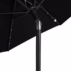 vidaXL Garden Parasol with LEDs and Steel Pole Sun Shade Outdoor Umbrella - black - Additional view 8